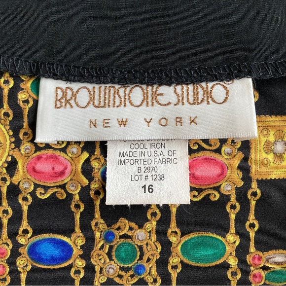 Vintage New Brownstone Studio New York Jewel Print Blouse Top - Picture 2 of 16
